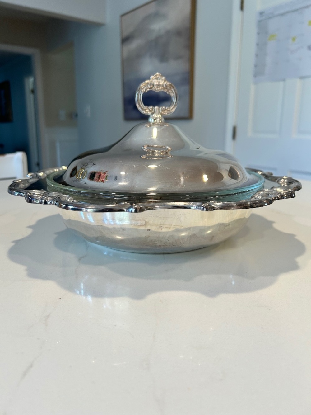 Gorham Strasbourg Covered Chafing Dish w/ Glass Original Liner 1.5 QT